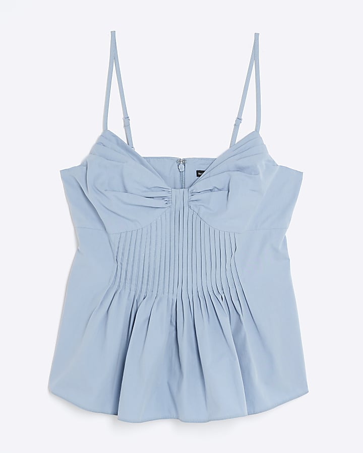 Blue Pintuck Cami Top