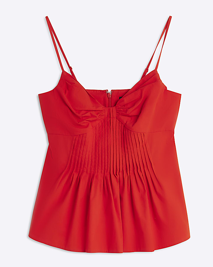Red Pintuck Cami Top