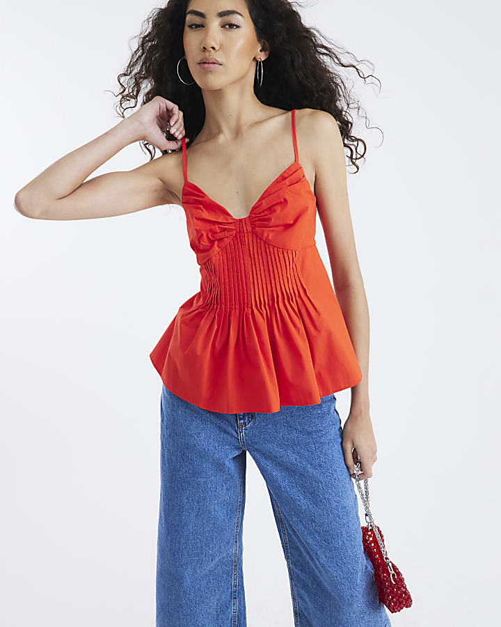 Red Pintuck Cami Top