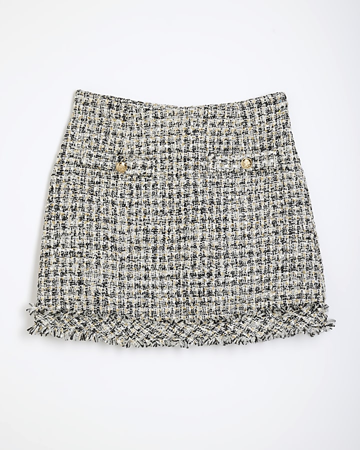 Black Boucle Mini Skirt