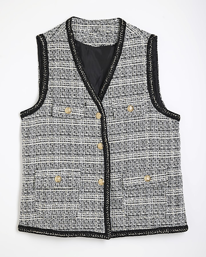 Black Boucle Longline Waistcoat