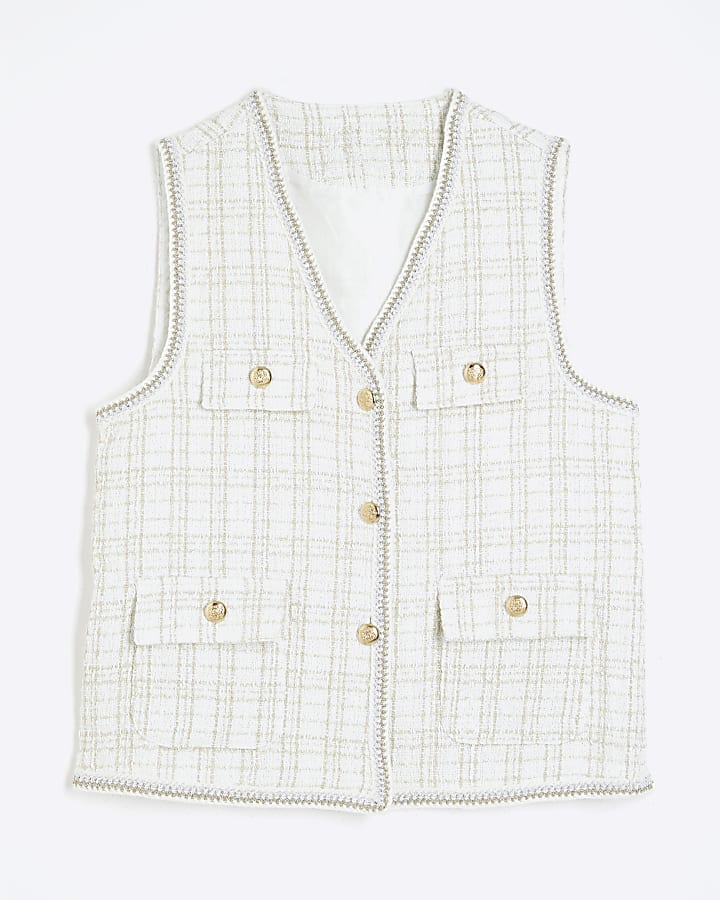 White Boucle Longline Gilet