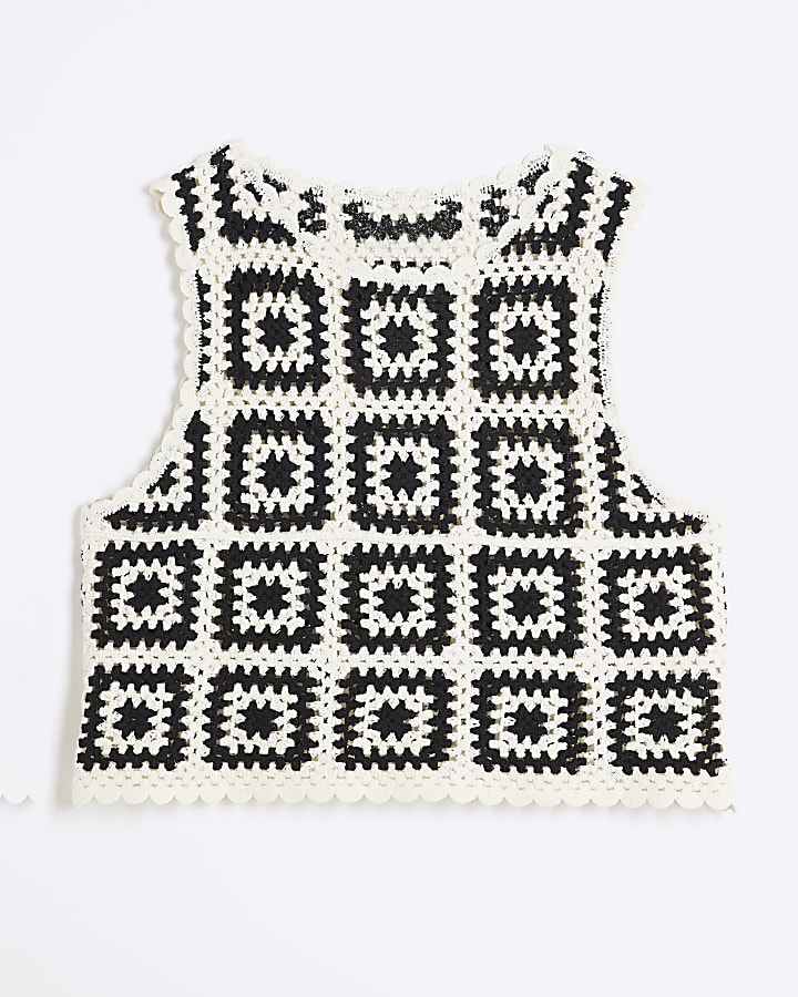 Black Crochet Tile Tank Top