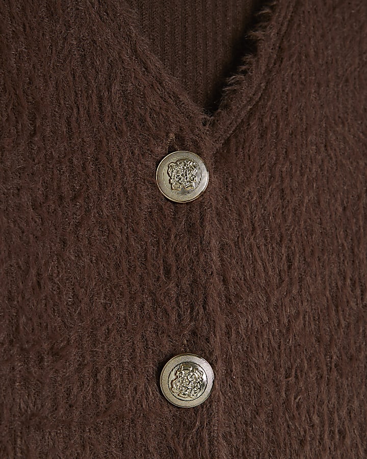 Brown Long Sleeve Fluffy Cardigan