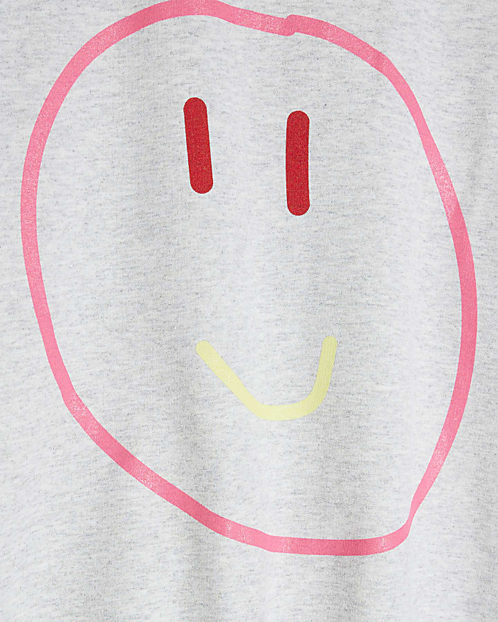 Grey Long Sleeve Smiley Face Sweatshirt