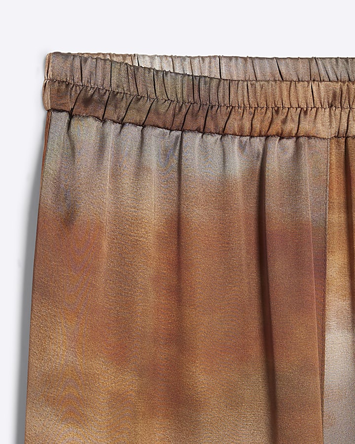 RI Studio Brown Print Wide Leg Trousers