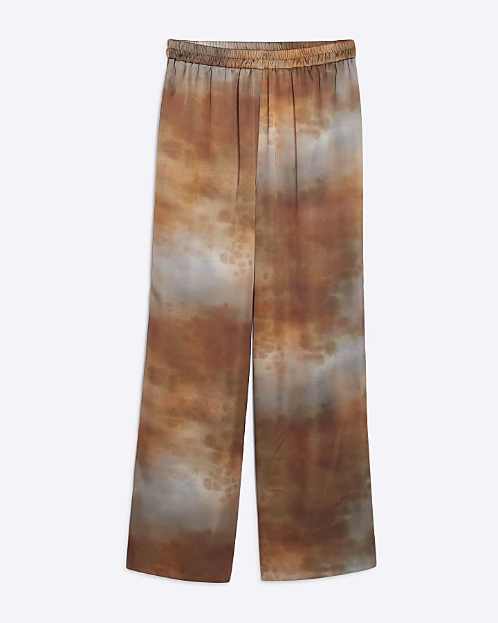 RI Studio Brown Print Wide Leg Trousers