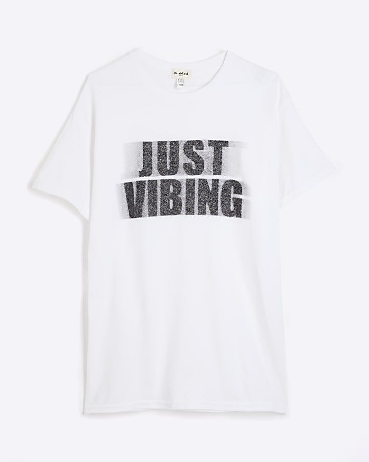 White Short Sleeve Just Vibing Blur T-shirt