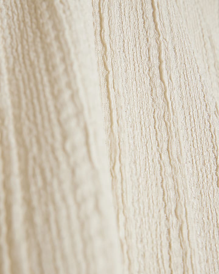 Cream Sleeveless Textured Midi Dress