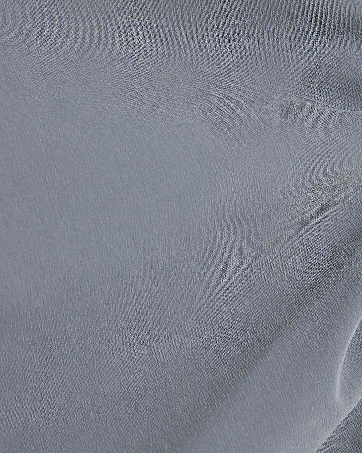 Grey Grown On Sleeve Ruched Top