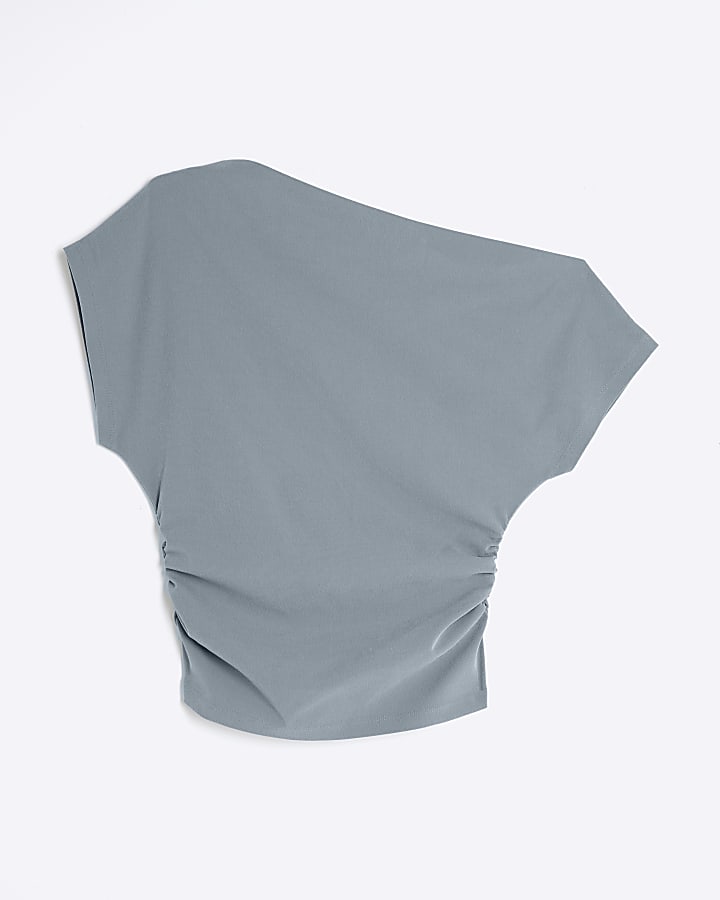 Grey Grown On Sleeve Ruched Top