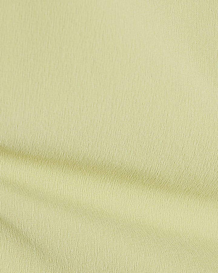 Green Grown On Sleeve Ruched Top