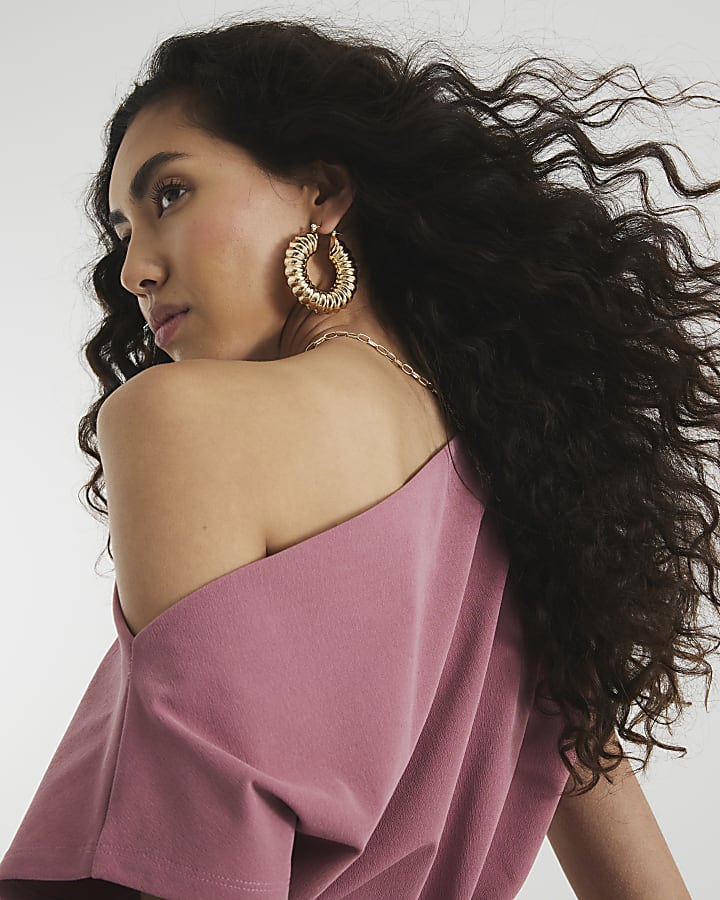 Pink Grown On Sleeve Ruched Top