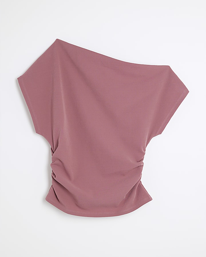 Pink Grown On Sleeve Ruched Top