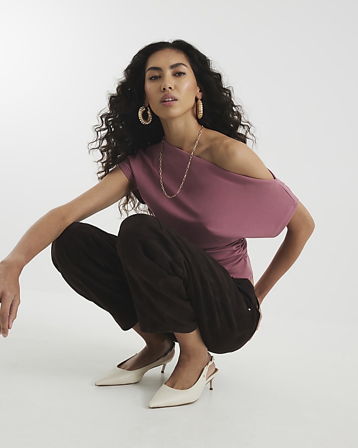 Pink Grown On Sleeve Ruched Top