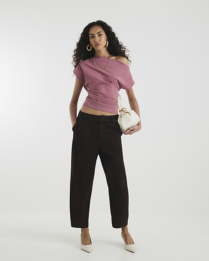 Pink Grown On Sleeve Ruched Top