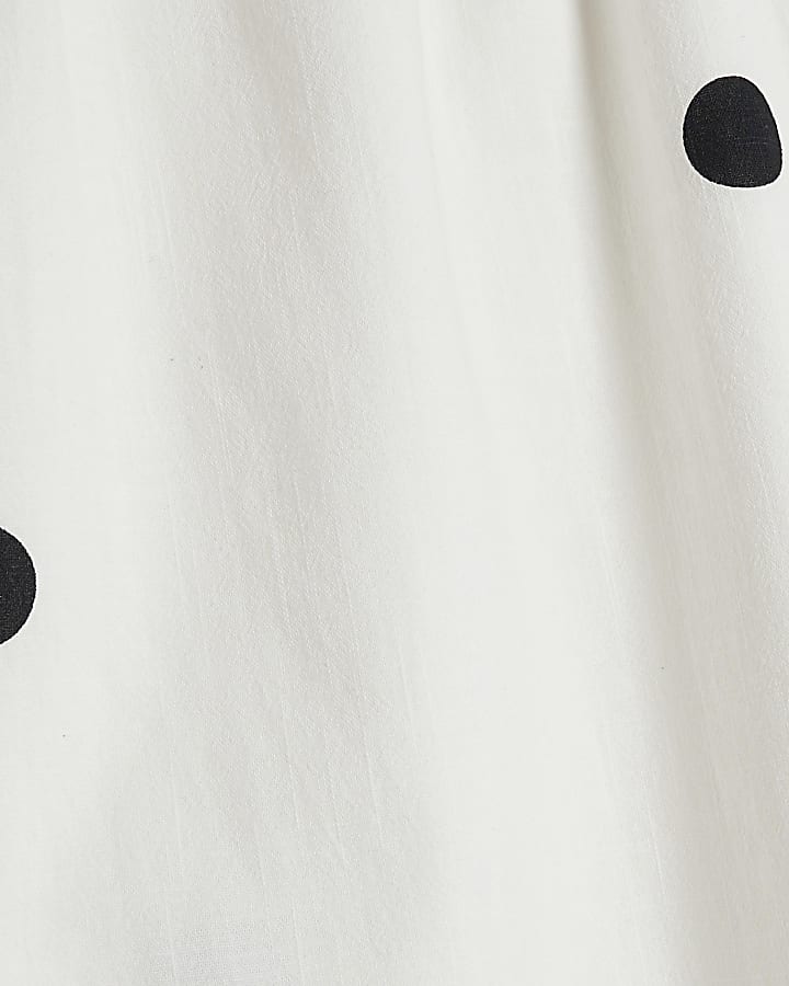 Cream Polka Dot Wide Leg Trousers