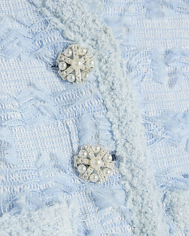 Blue Textured Boucle Waistcoat