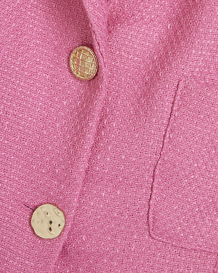 Pink Short Sleeve Boucle Jacket