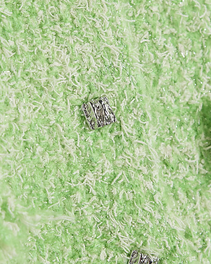 Green Boucle Fringed Waistcoat