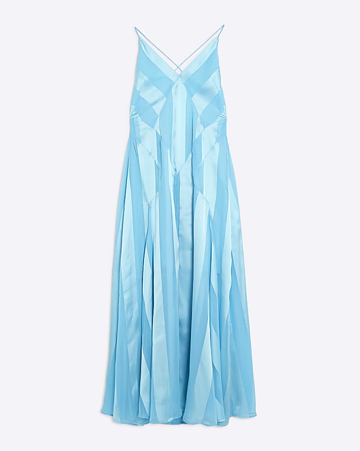 Turquoise Chiffon Sleeveless Maxi Dress