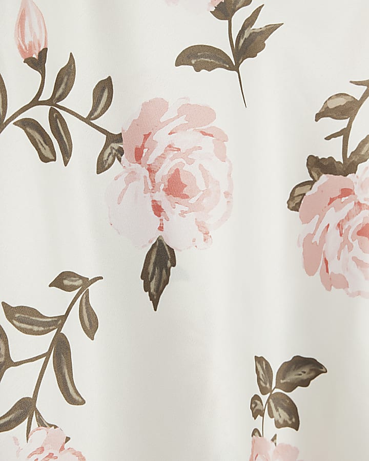 Cream Floral Scallop Trim Cami Top
