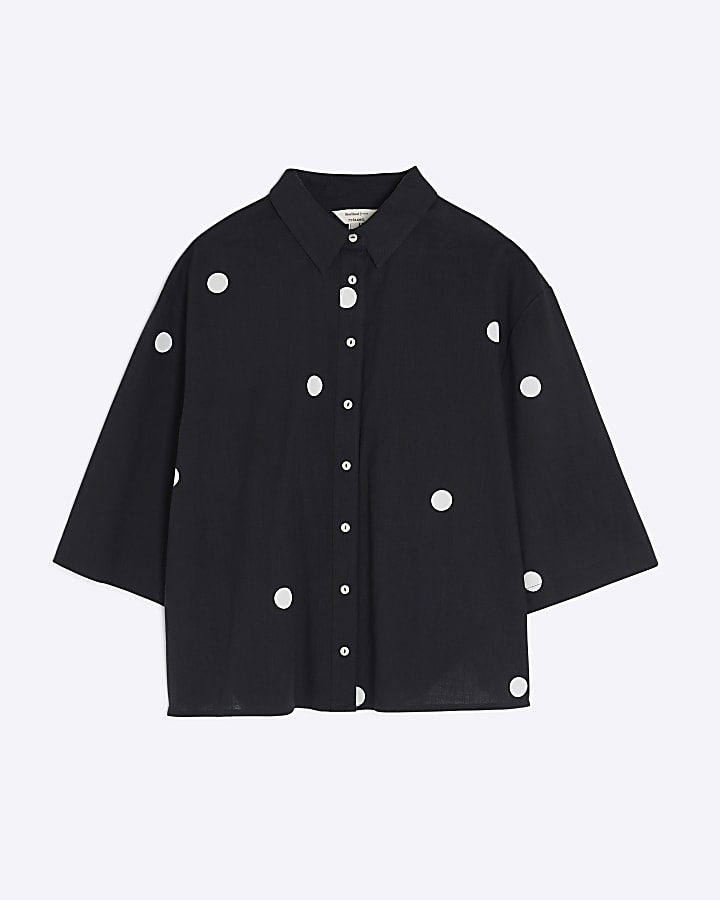 Black Short Sleeve Boxy Shirt