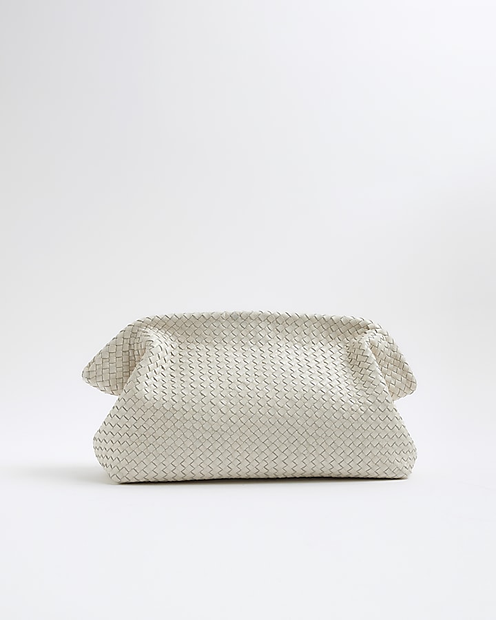 RI Studio Cream woven Leather Clutch bag