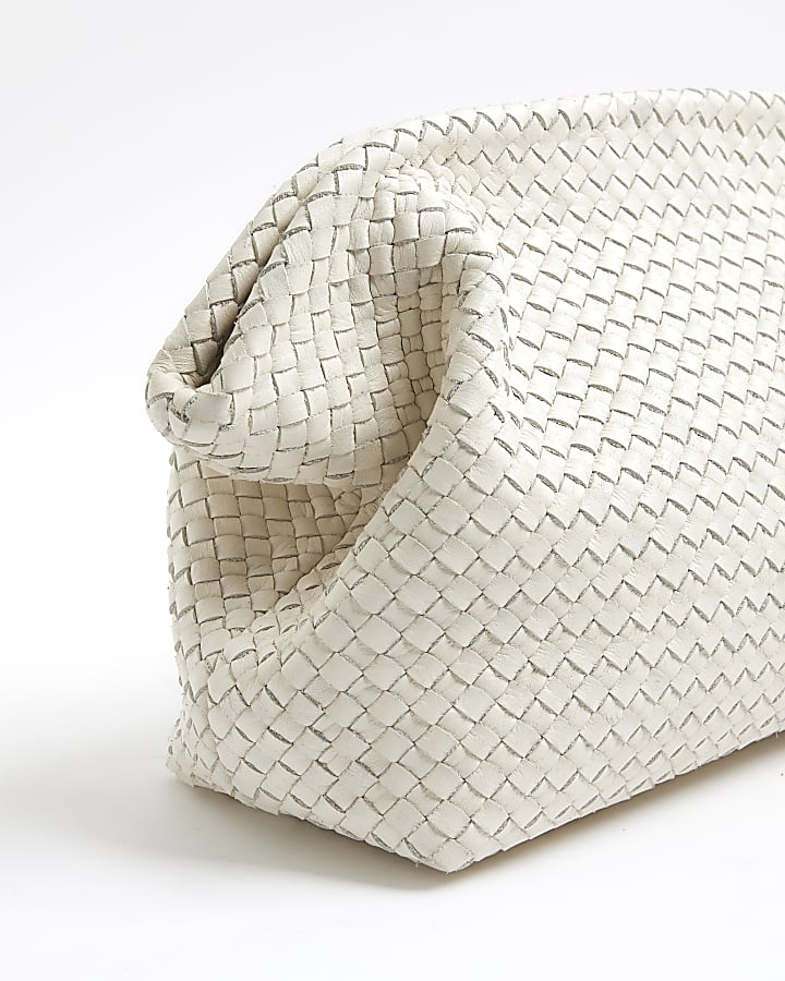 RI Studio Cream woven Leather Clutch bag