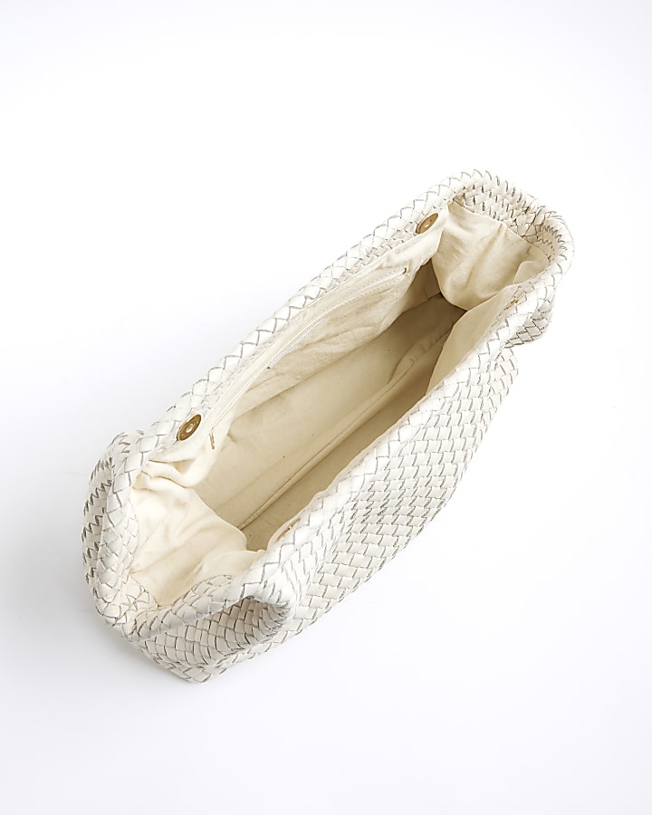 RI Studio Cream woven Leather Clutch bag