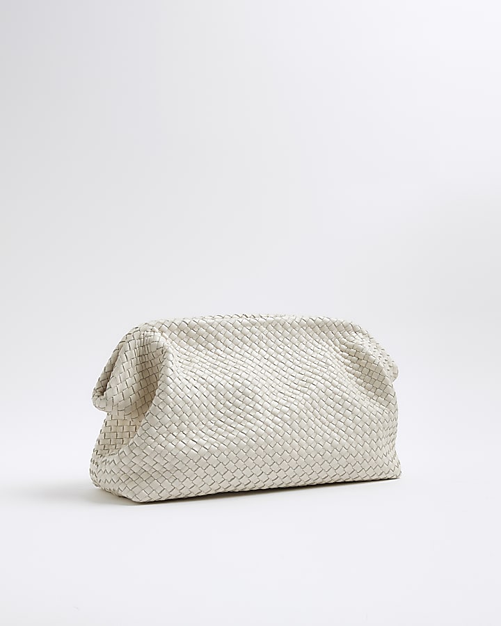 RI Studio Cream woven Leather Clutch bag
