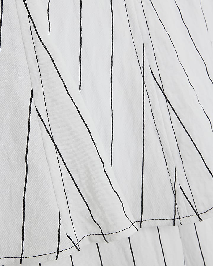 Petite White Stripe Peplum Jumpsuit
