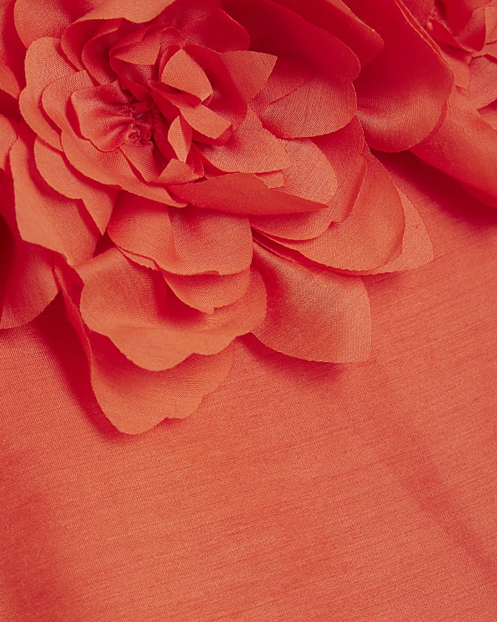 Orange 3D Floral Trim Cami Top