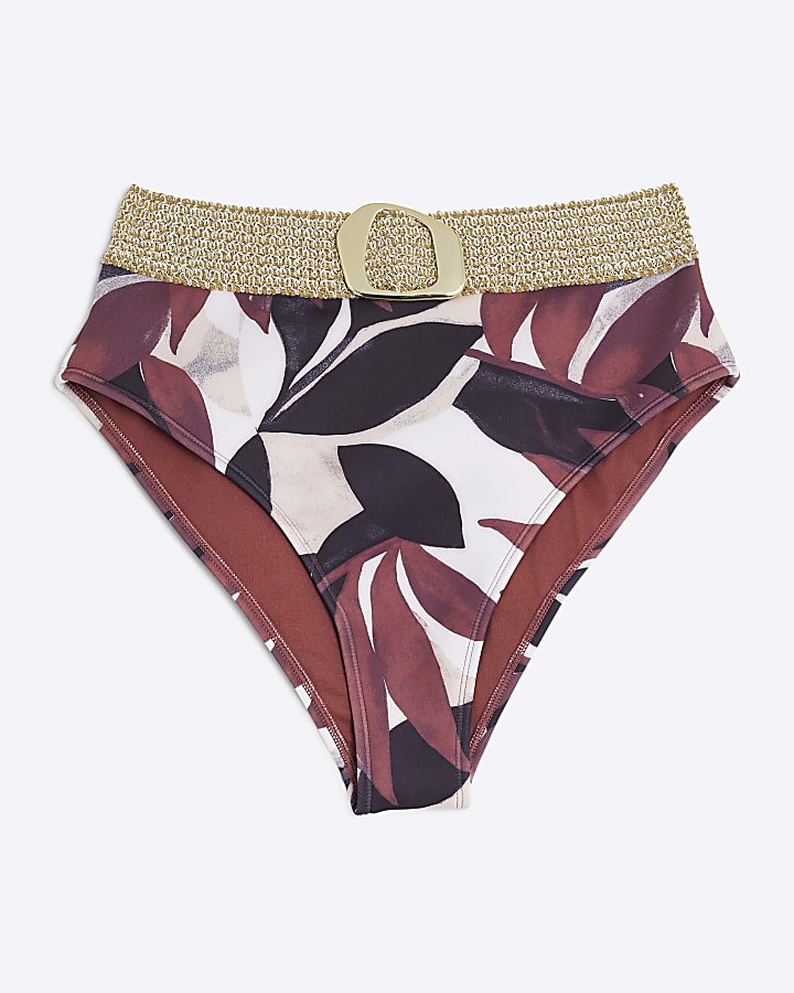 Black Abstract Elasticated Buckle Briefs