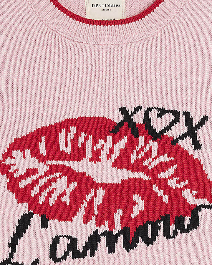 Pink Lips Knit Tank Top