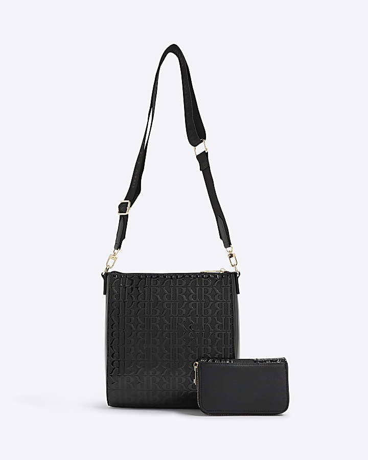 Black RI Monogram Shoulder Bundle Bag