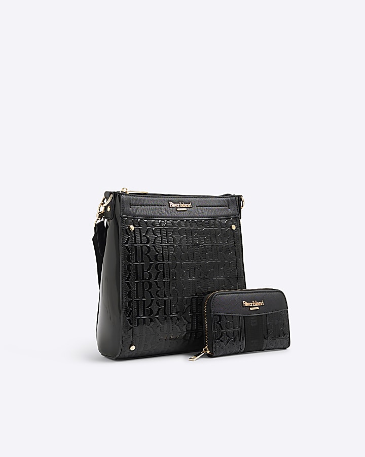 Black RI Monogram Shoulder Bundle Bag