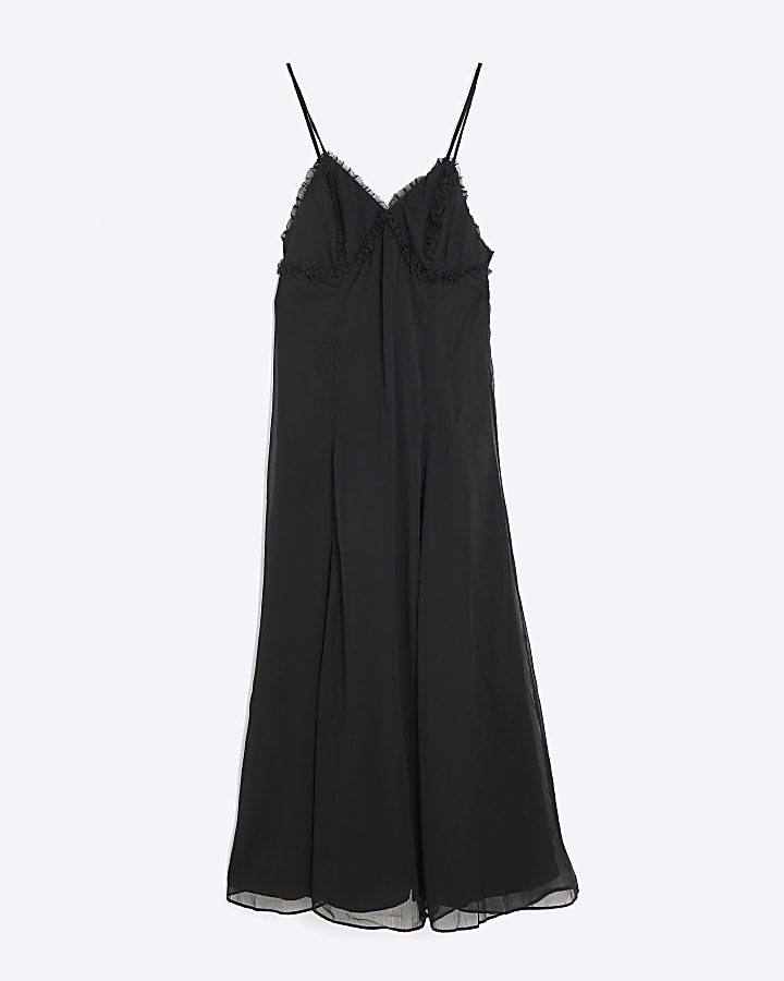 Black Premium Frill Maxi Dress