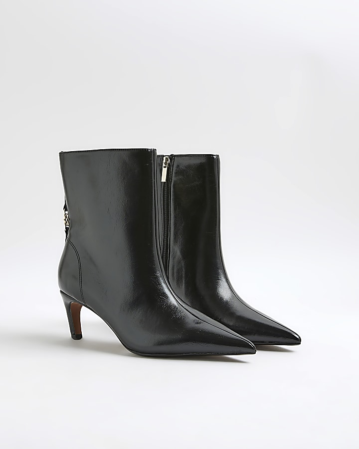Black Point Toe Kitten Heel Boots