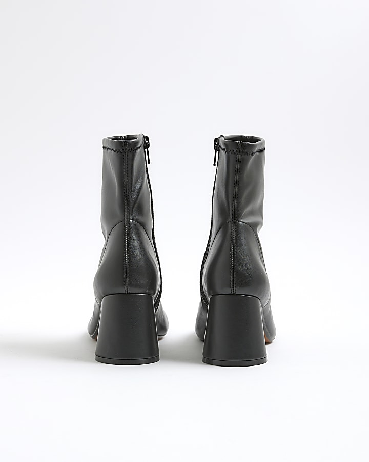 Black Block Heel Round Toe Ankle Boots