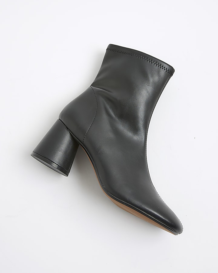 Black Block Heel Round Toe Ankle Boots