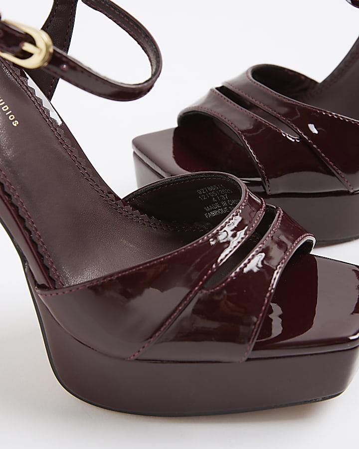 Red Platform Heeled Sandals