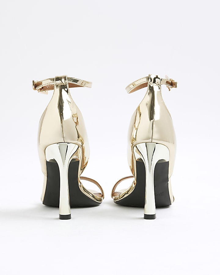 Gold Patent Closed Back Heeled Sandals