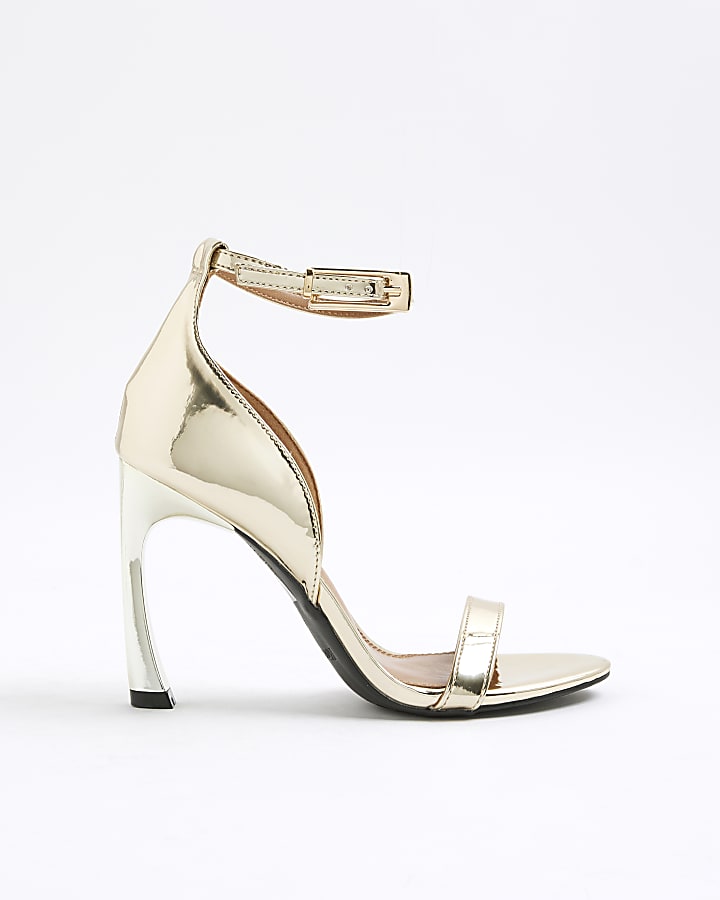 Gold Patent Closed Back Heeled Sandals