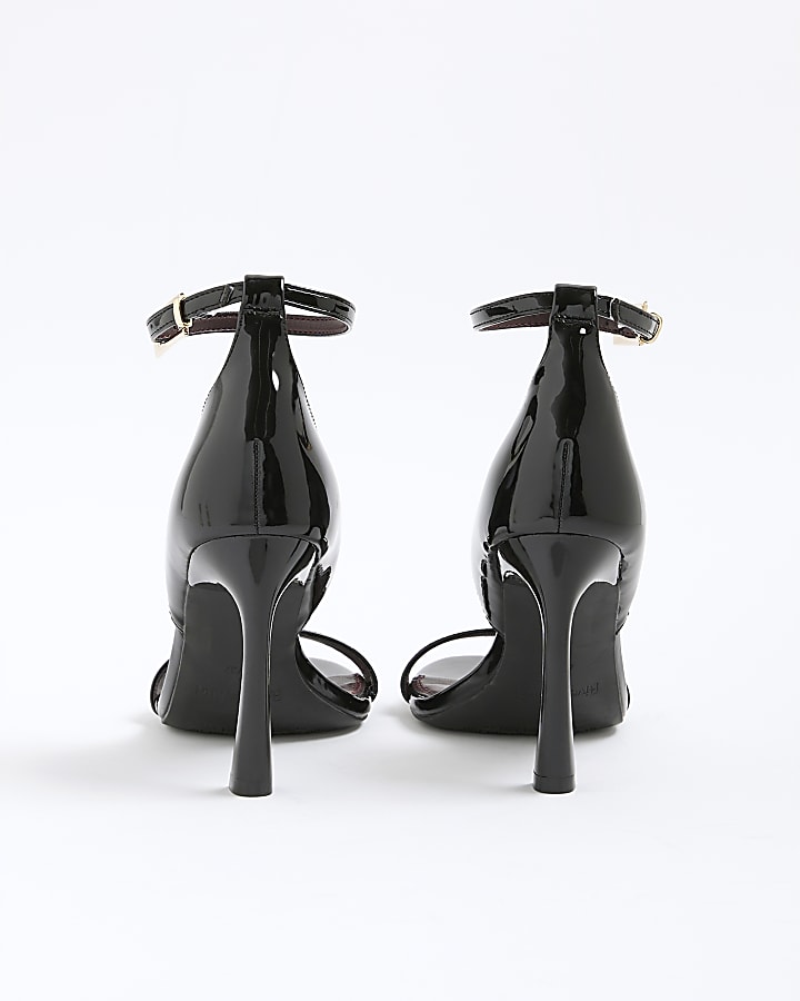 Black Patent Closed Back Heeled Sandals