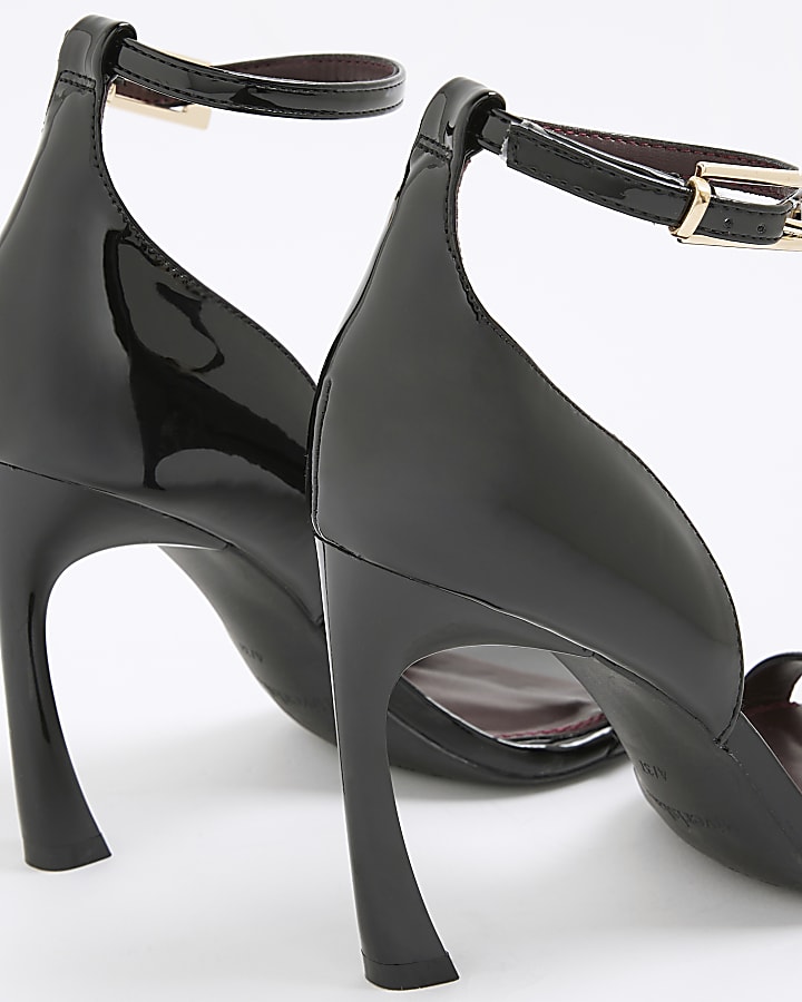 Black Patent Closed Back Heeled Sandals