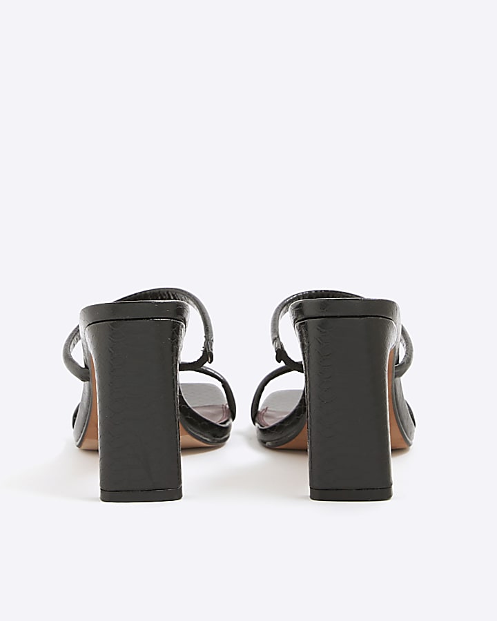 Black Double Strap Mule Sandals
