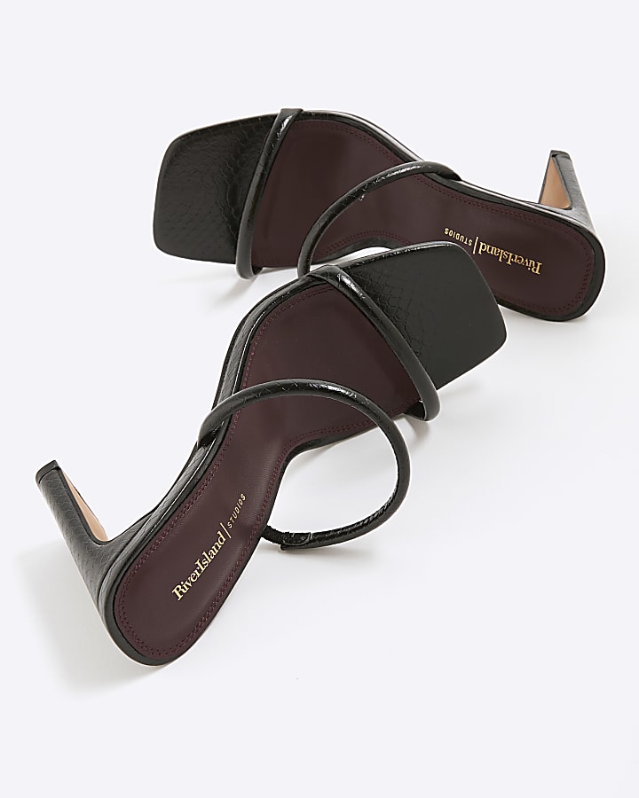 Black Double Strap Mule Sandals