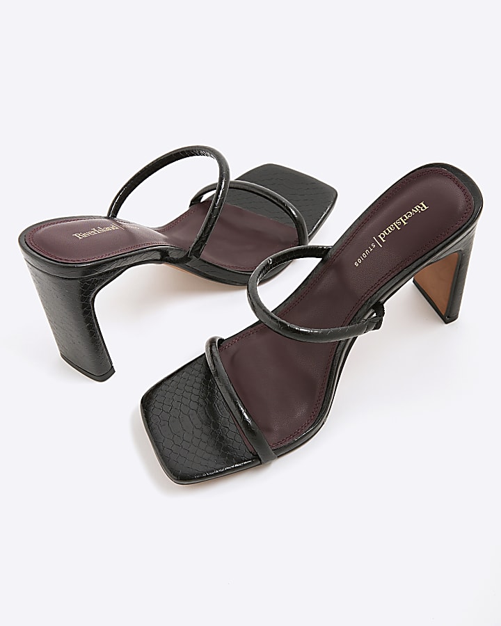 Black Double Strap Mule Sandals