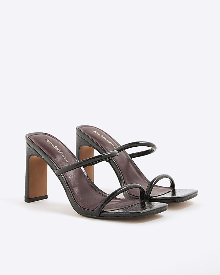 Black Double Strap Mule Sandals